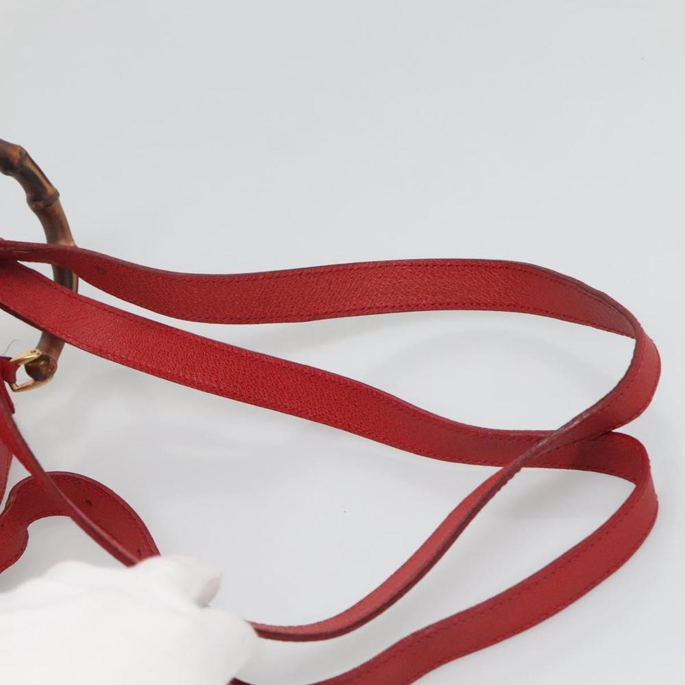GUCCI Bamboo Backpack Suede Leather Red Gold 003 58 0030 Auth ar13675 - Picture 9 of 16